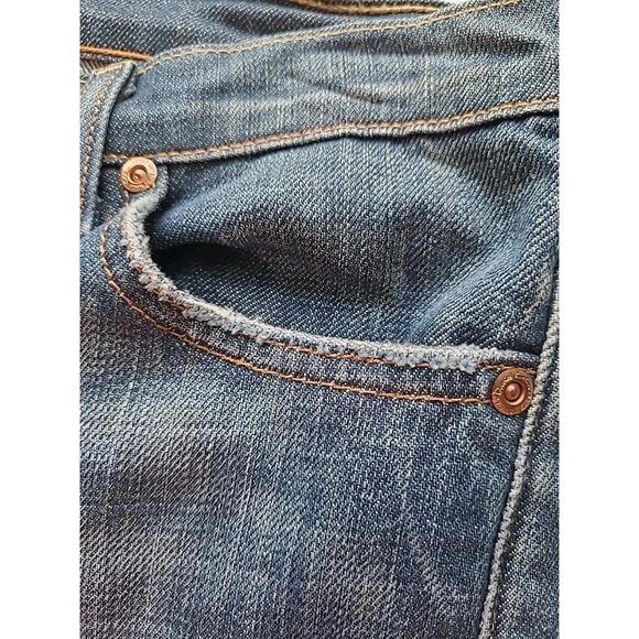 David Kahn Jeans Womens M/L Wide Leg Crops Capris Blue Distressed Med Wash - Picture 13 of 16